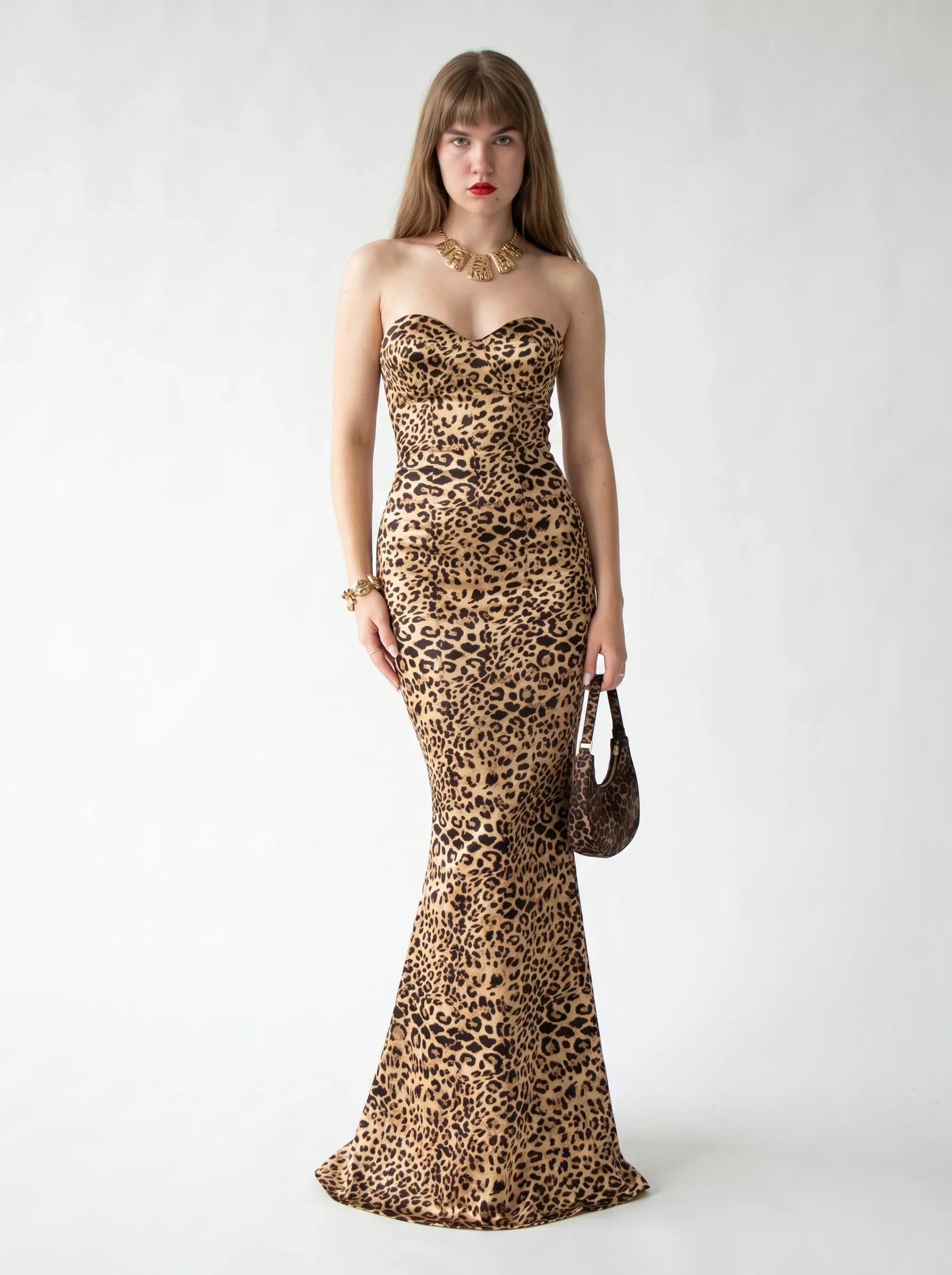 leopard strapless dress WildÉlan Leopard Strapless Maxi Dress S
