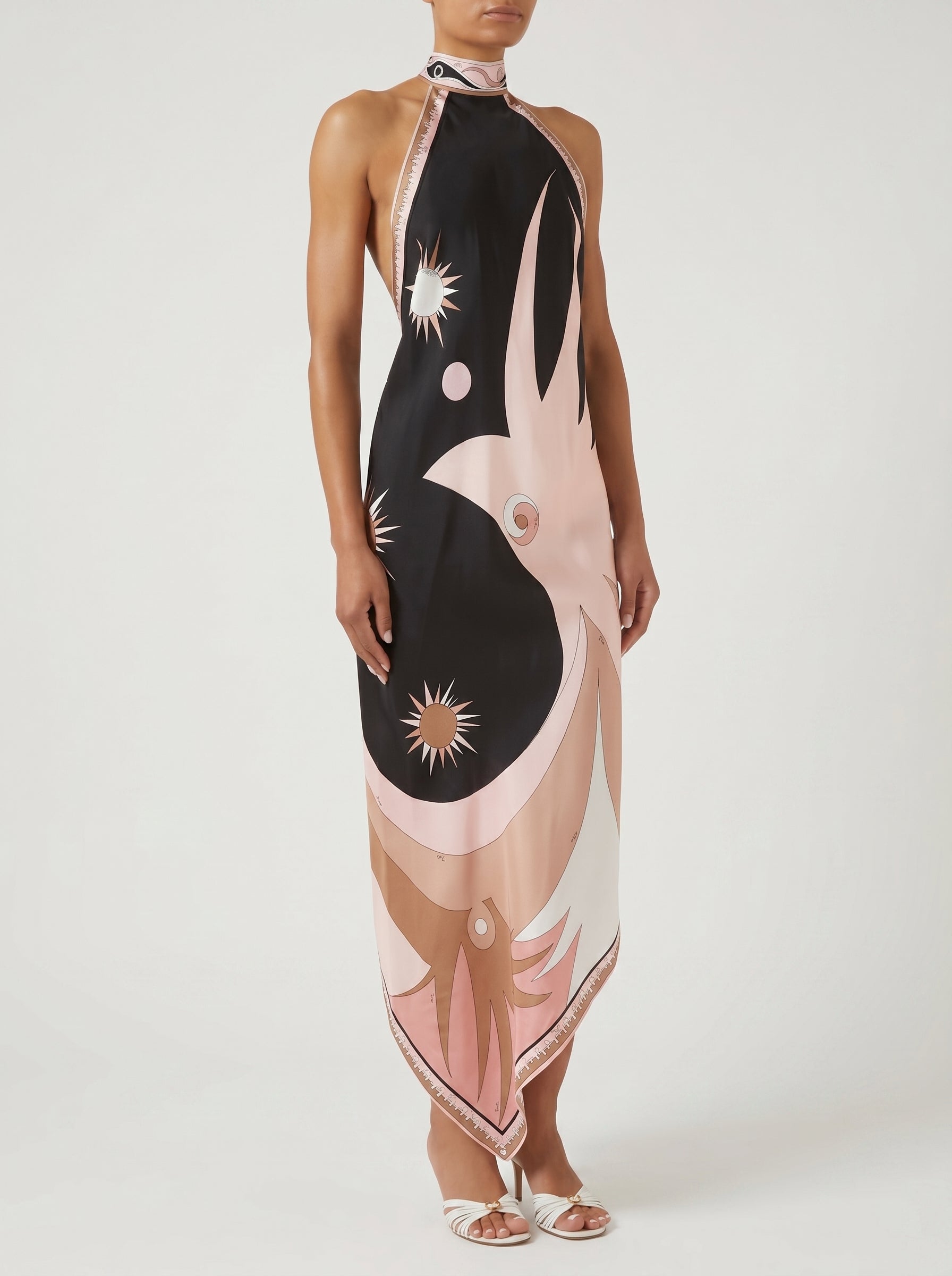 Geometric Print Halter Maxi