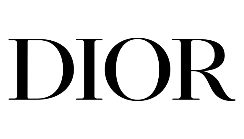 Black 'Dior' logo on a white background