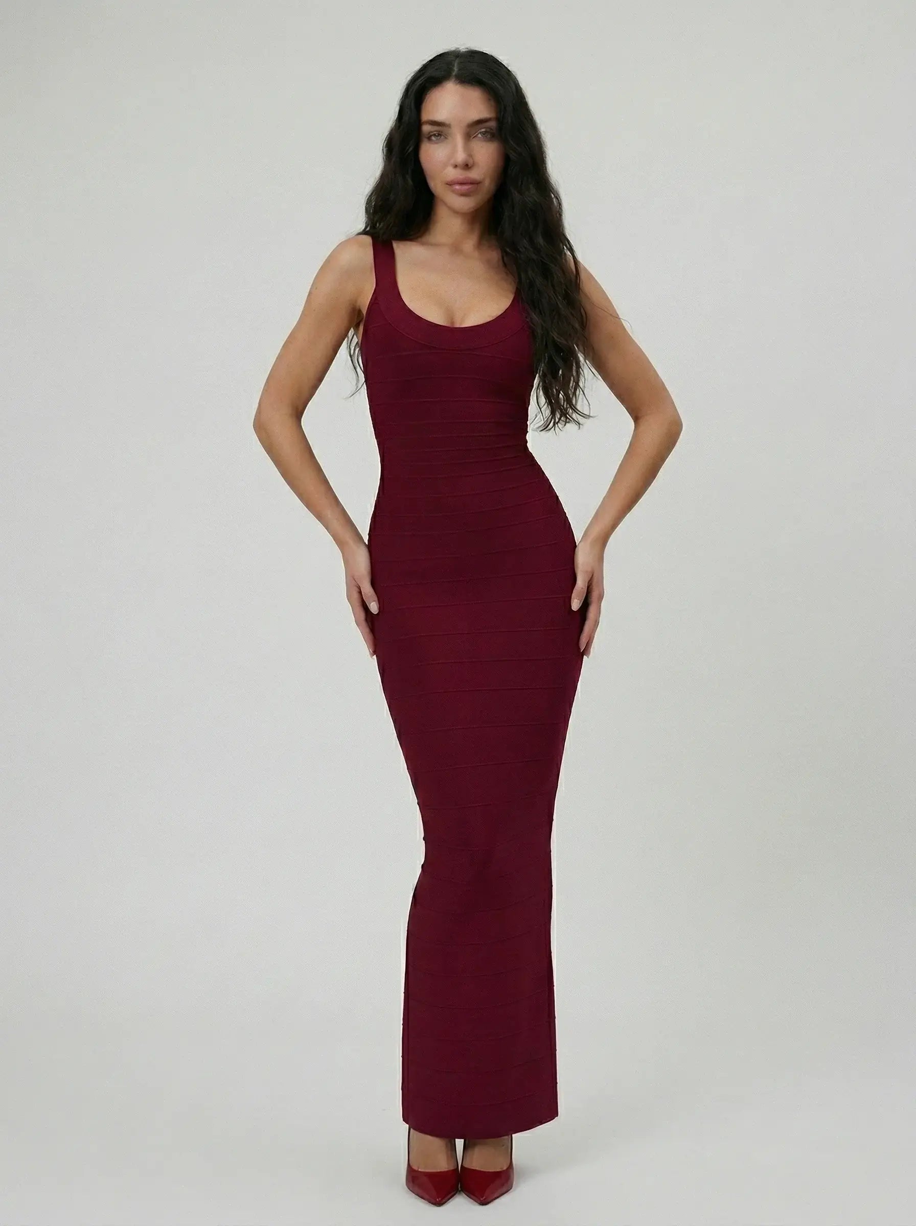 Shimmer Bodycon Ruby Maxi Dress Ruby / L