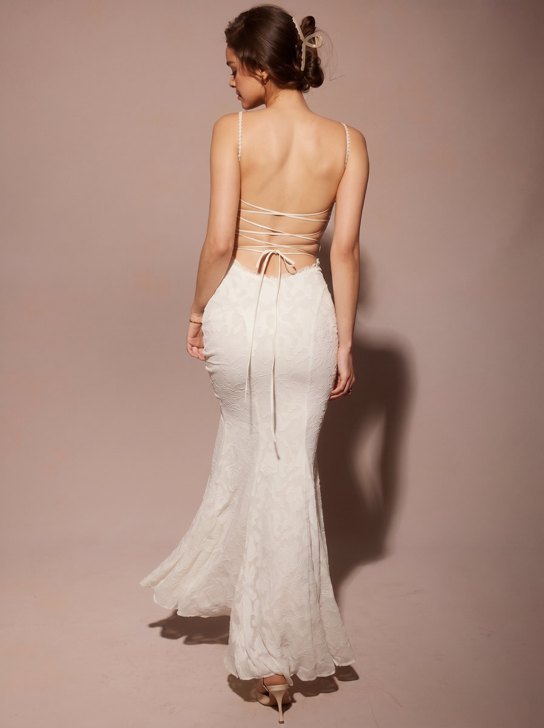 Lace Backless Fishtail Maxi