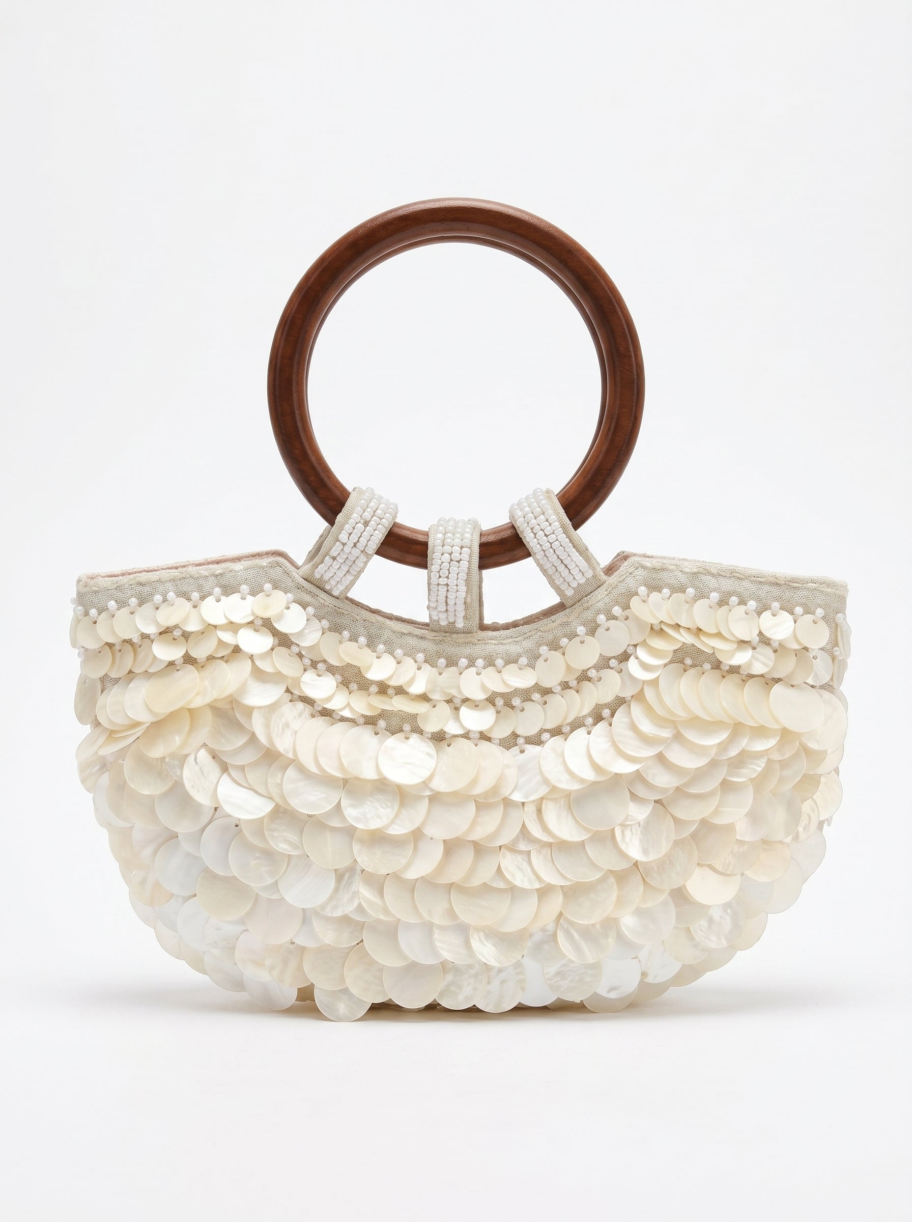 Sequin Shell Ring-Handle Bag