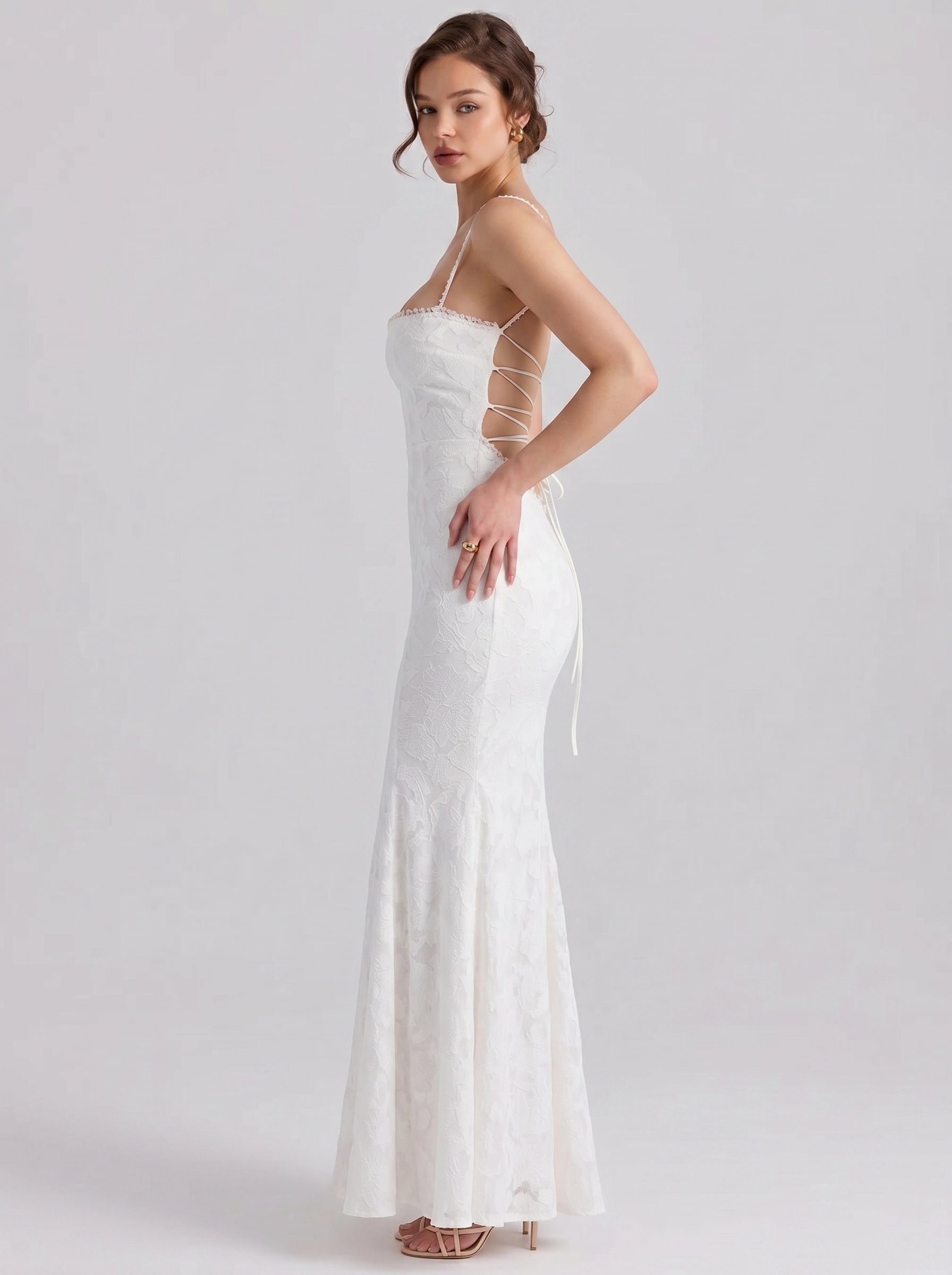 Lace Backless Fishtail Maxi