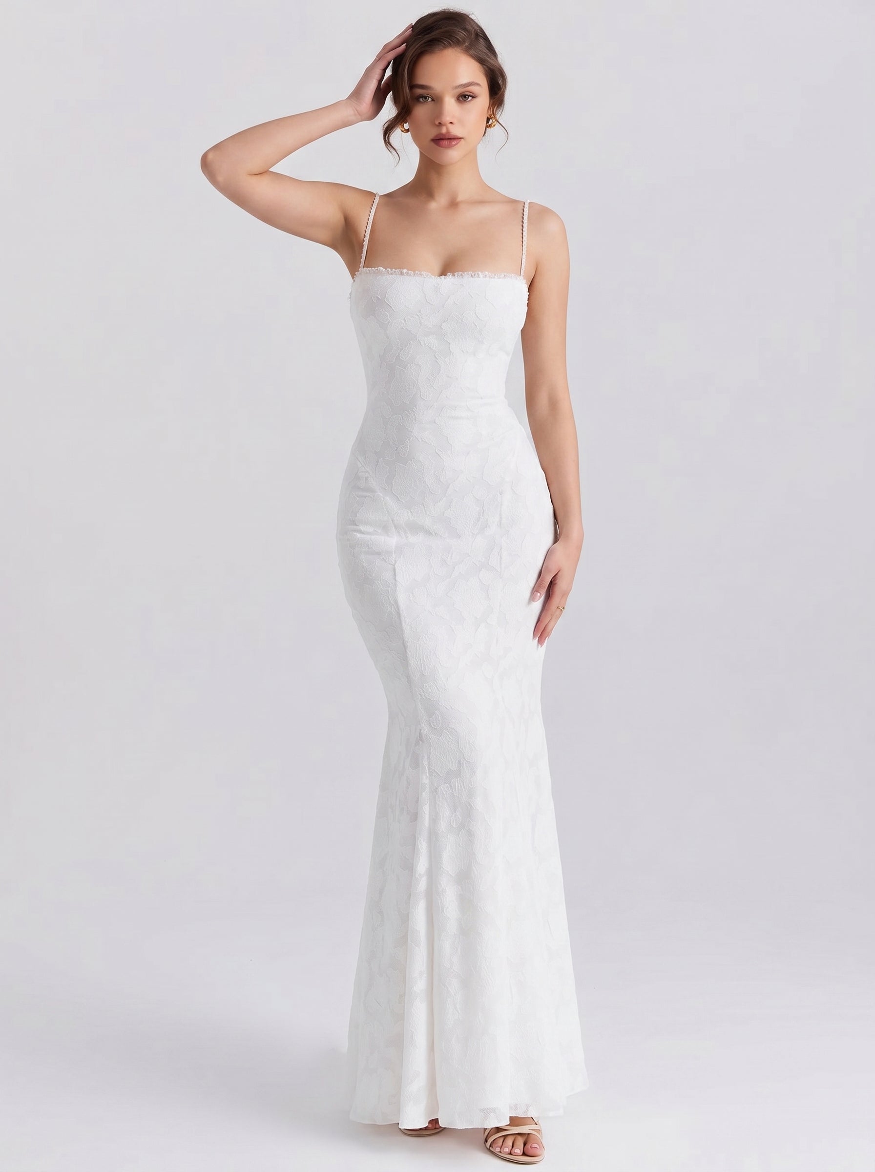 Lace Backless Fishtail Maxi
