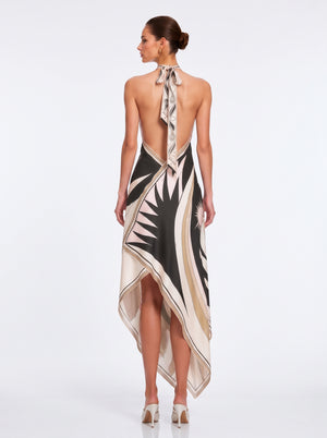 Geometric Print Halter Maxi