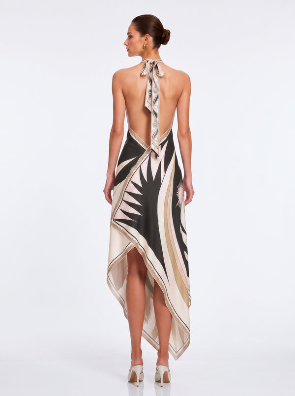 Geometric Print Halter Maxi
