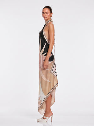 Geometric Print Halter Maxi