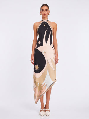 Geometric Print Halter Maxi