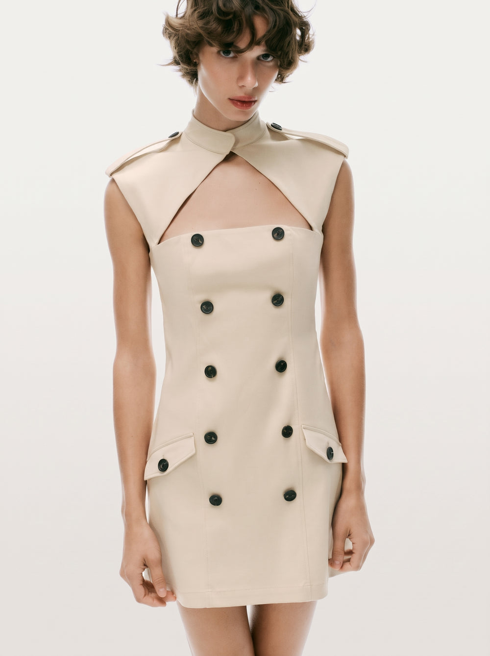 Cutout Double Breasted Trench