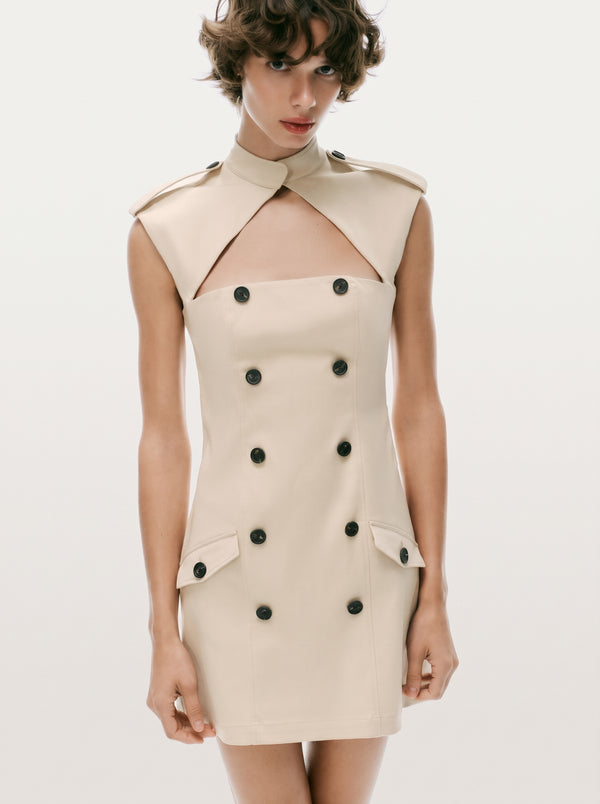 Cutout Double Breasted Trench