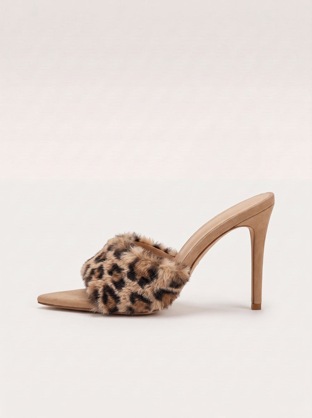 Fluffy Open Toe Stiletto Mules