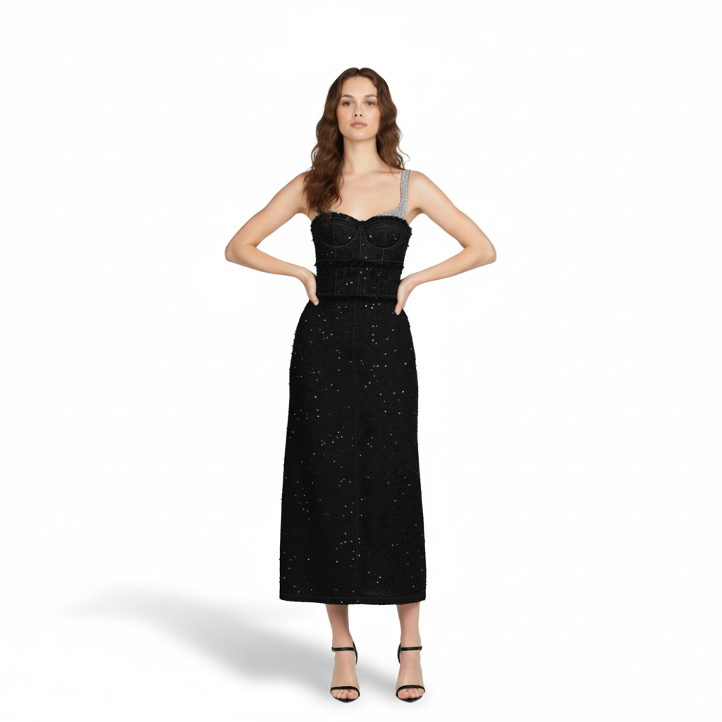 Midnight Black Sleeveless Evening Gown