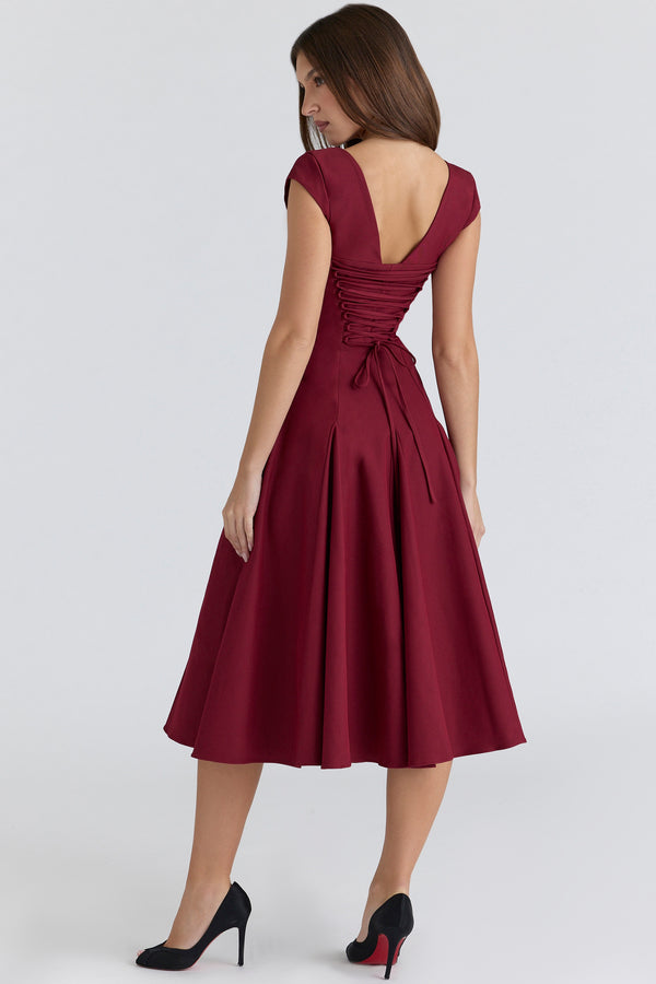 Square Neck A-Line Midi Dress