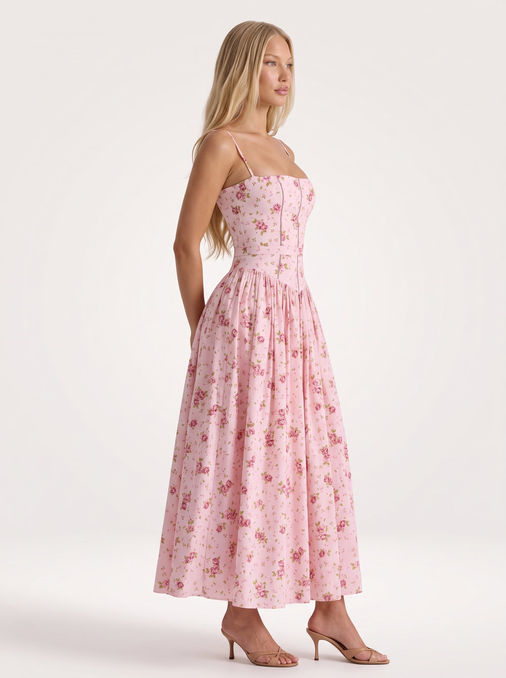 Floral Spaghetti Strap Midi Dress