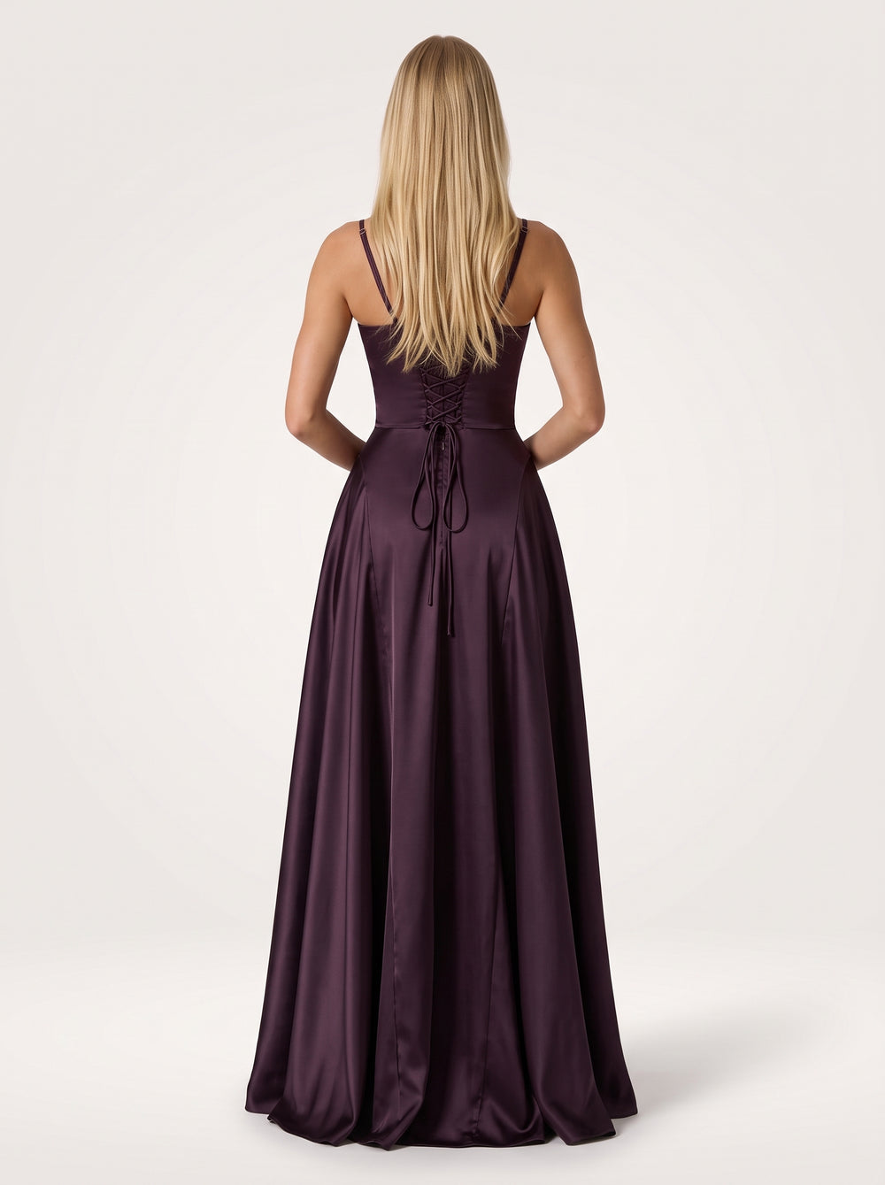 Satin Lace Up Maxi Dress