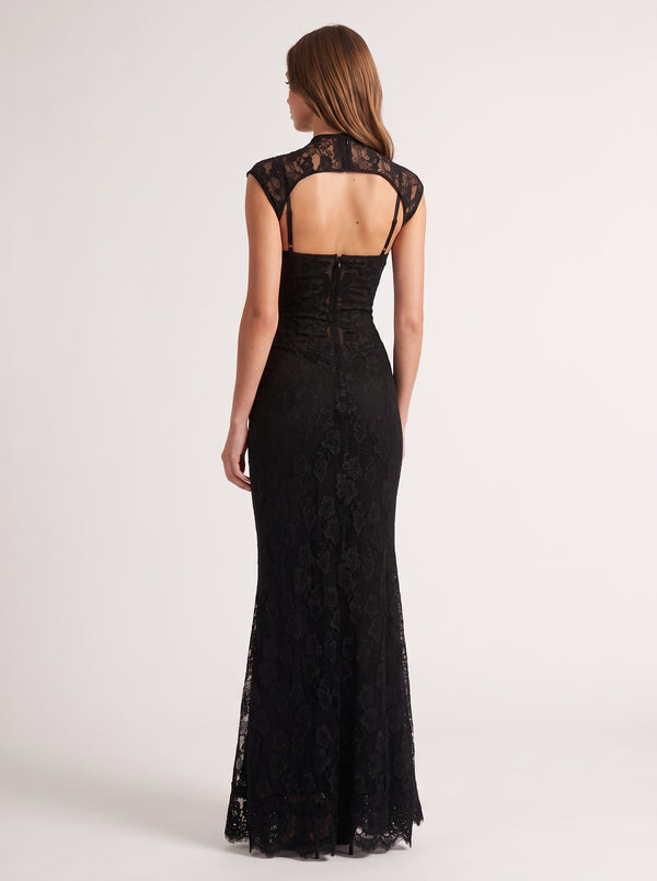 Black Lace Cut Out Maxi Dress