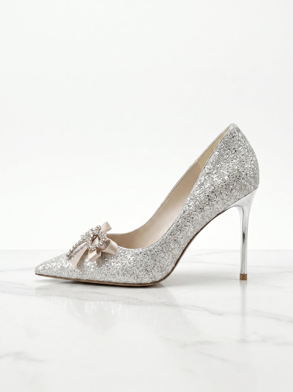 Sequin Bow Stiletto Heel