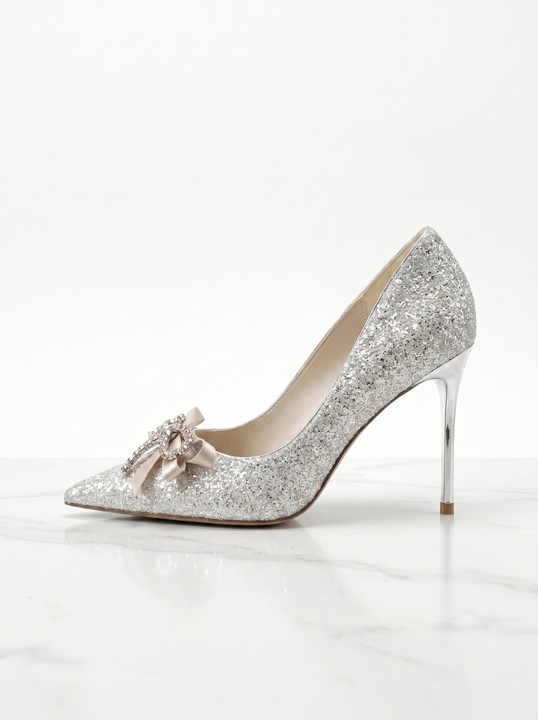 Sequin Bow Stiletto Heel