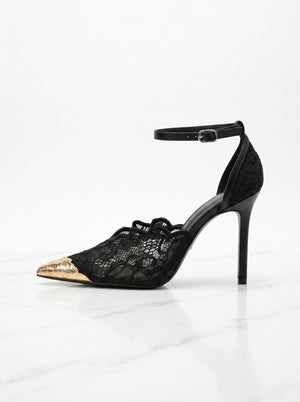 Lace Gold Cap Stiletto