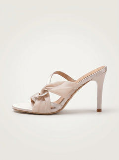Knotted Stiletto Heeled Sandal in nude beige — stiletto heel, VeroMarka