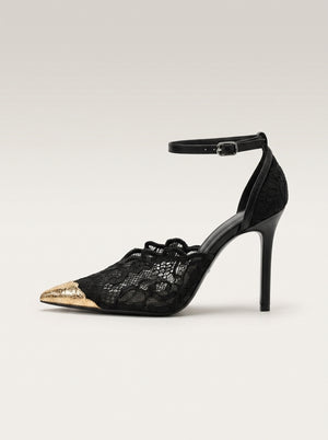 Lace Gold Cap Stiletto
