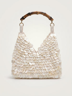 Sequin Bamboo Handle Hobo