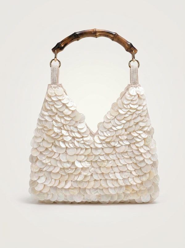 Sequin Bamboo Handle Hobo