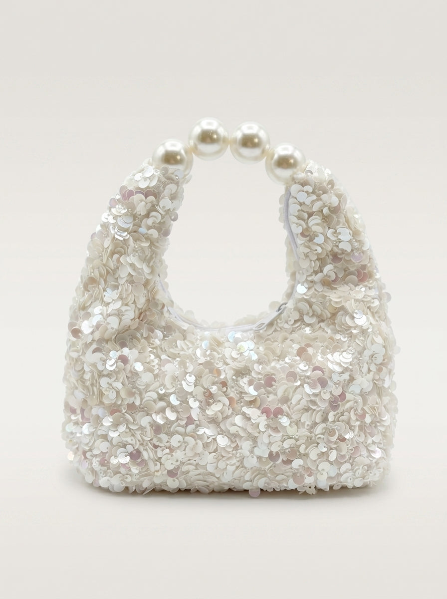 Pearl Handle Sequin Bag