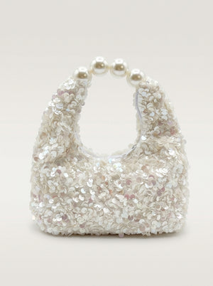 Pearl Handle Sequin Bag