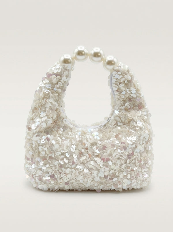 Pearl Handle Sequin Bag
