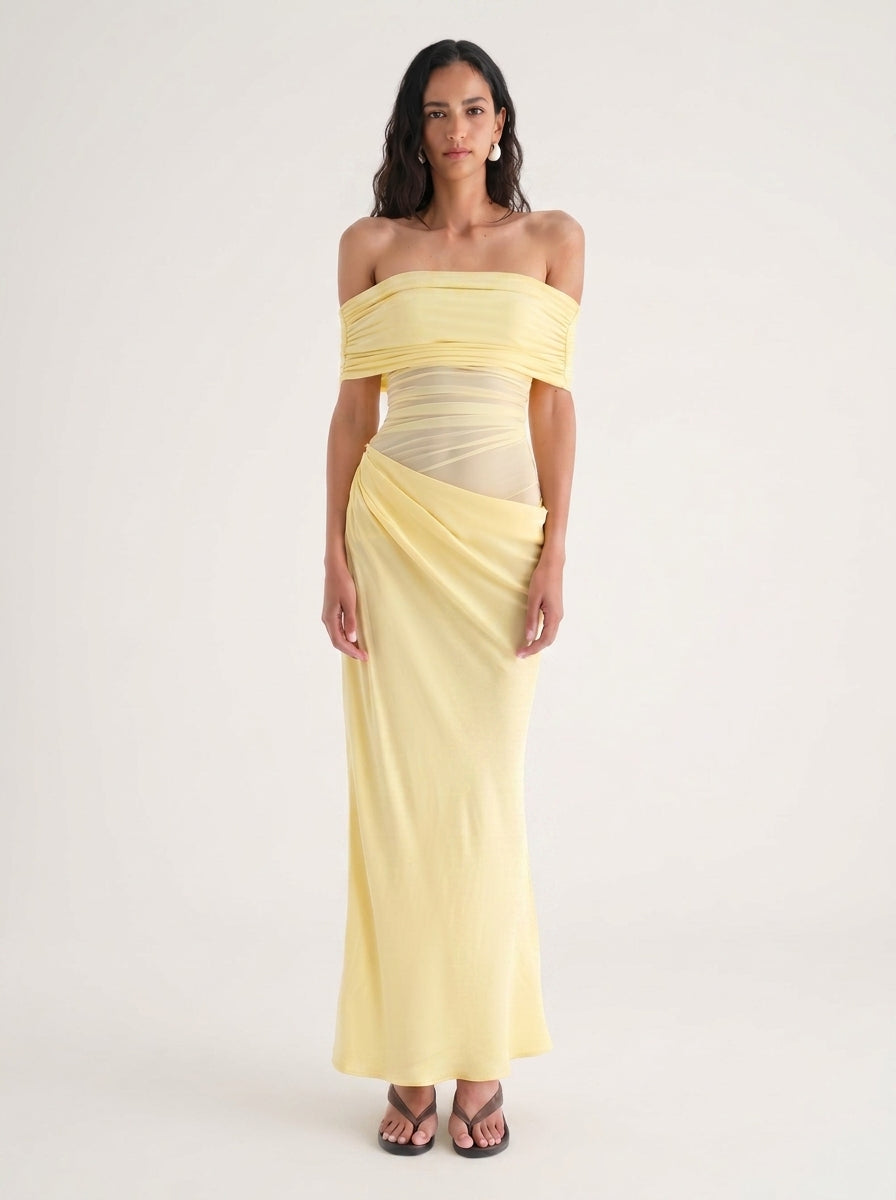 Off-Shoulder Ruched Maxi Dress