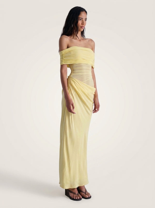 Off-Shoulder Ruched Maxi Dress