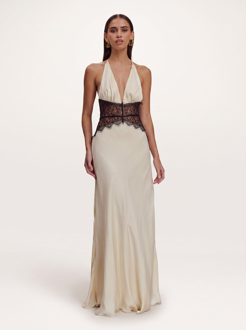 Lace Corset Halter Maxi