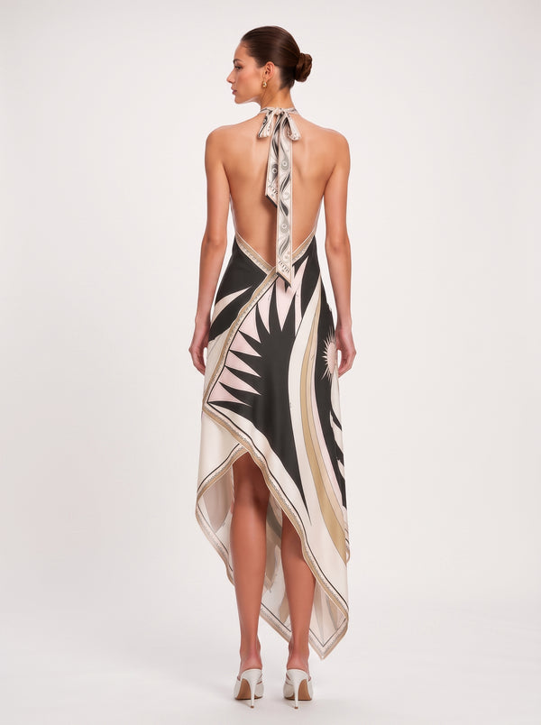 Geometric Print Halter Maxi