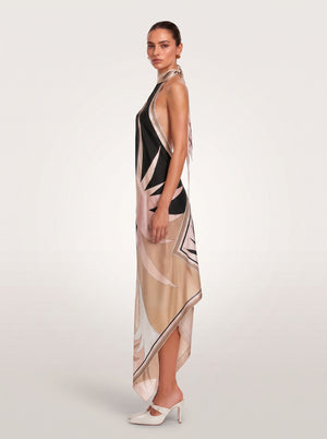Geometric Print Halter Maxi