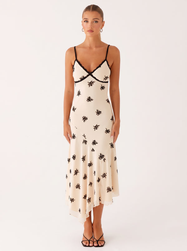 Lace Trim Floral Slip Dress