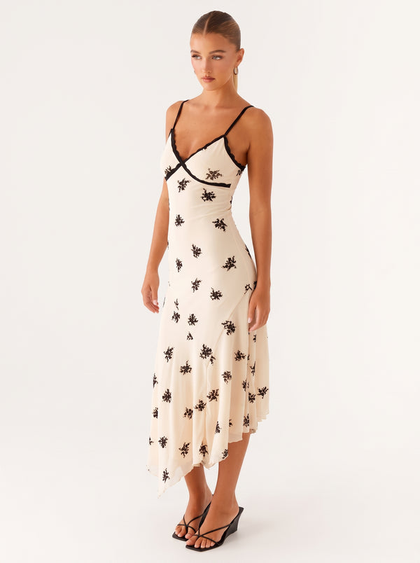 Lace Trim Floral Slip Dress