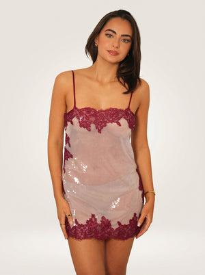 Sequin Lace Mini Dress