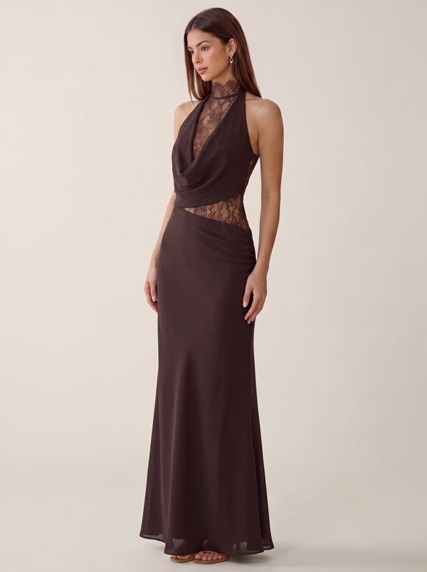 Lace Halter Slim Fit Maxi Dress