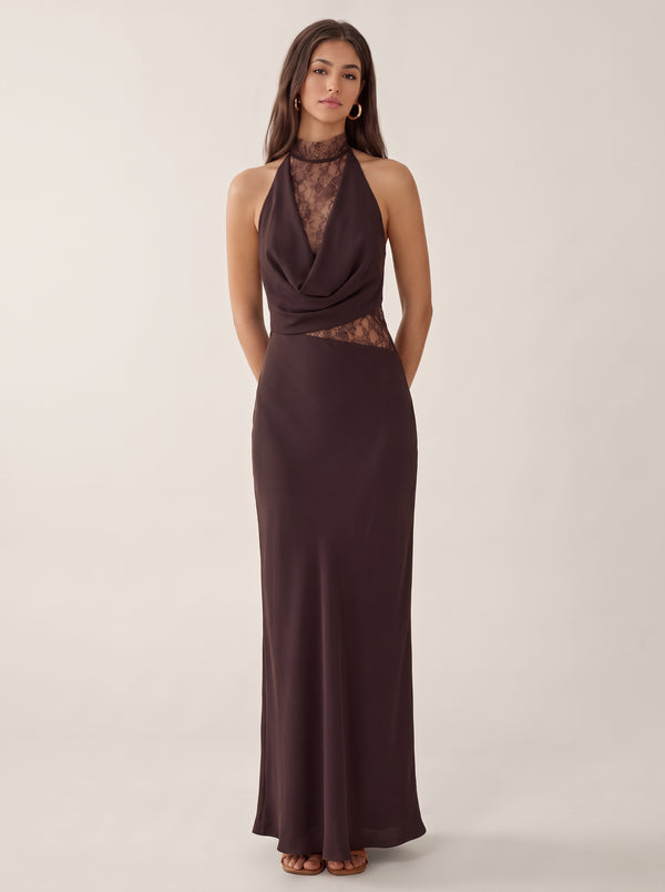 Lace Halter Slim Fit Maxi Dress