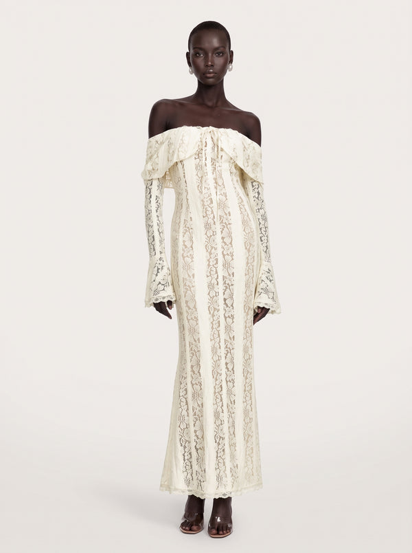 Off Shoulder Lace Maxi Dress