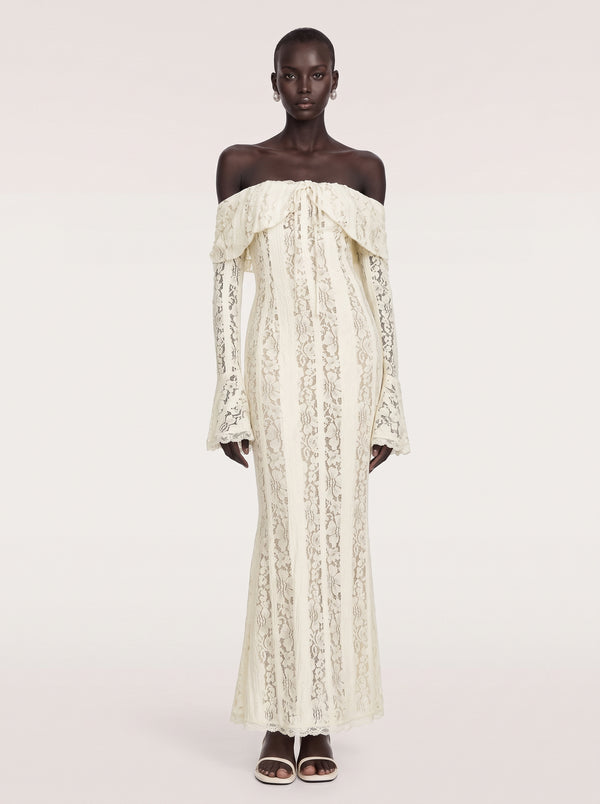 Off Shoulder Lace Maxi Dress