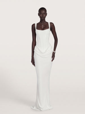 Square Neck Corset Waist Maxi Dress