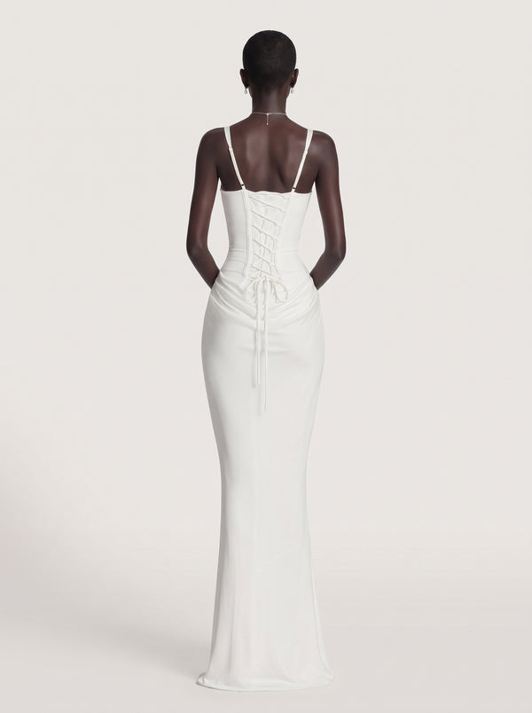 Square Neck Corset Waist Maxi Dress