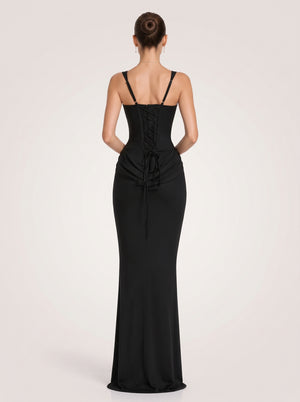 Square Neck Corset Waist Maxi Dress