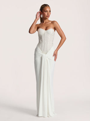 Ribbon Strapless Maxi Dress