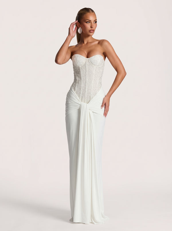 Ribbon Strapless Maxi Dress