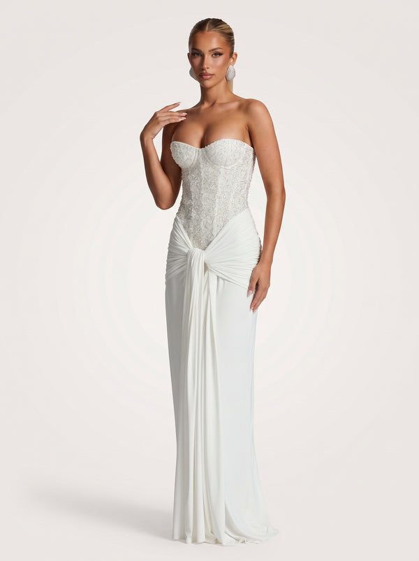 Ribbon Strapless Maxi Dress