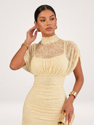 High Neck Lace Fishtail Dress
