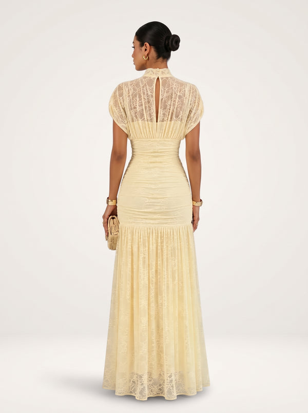 High Neck Lace Fishtail Dress